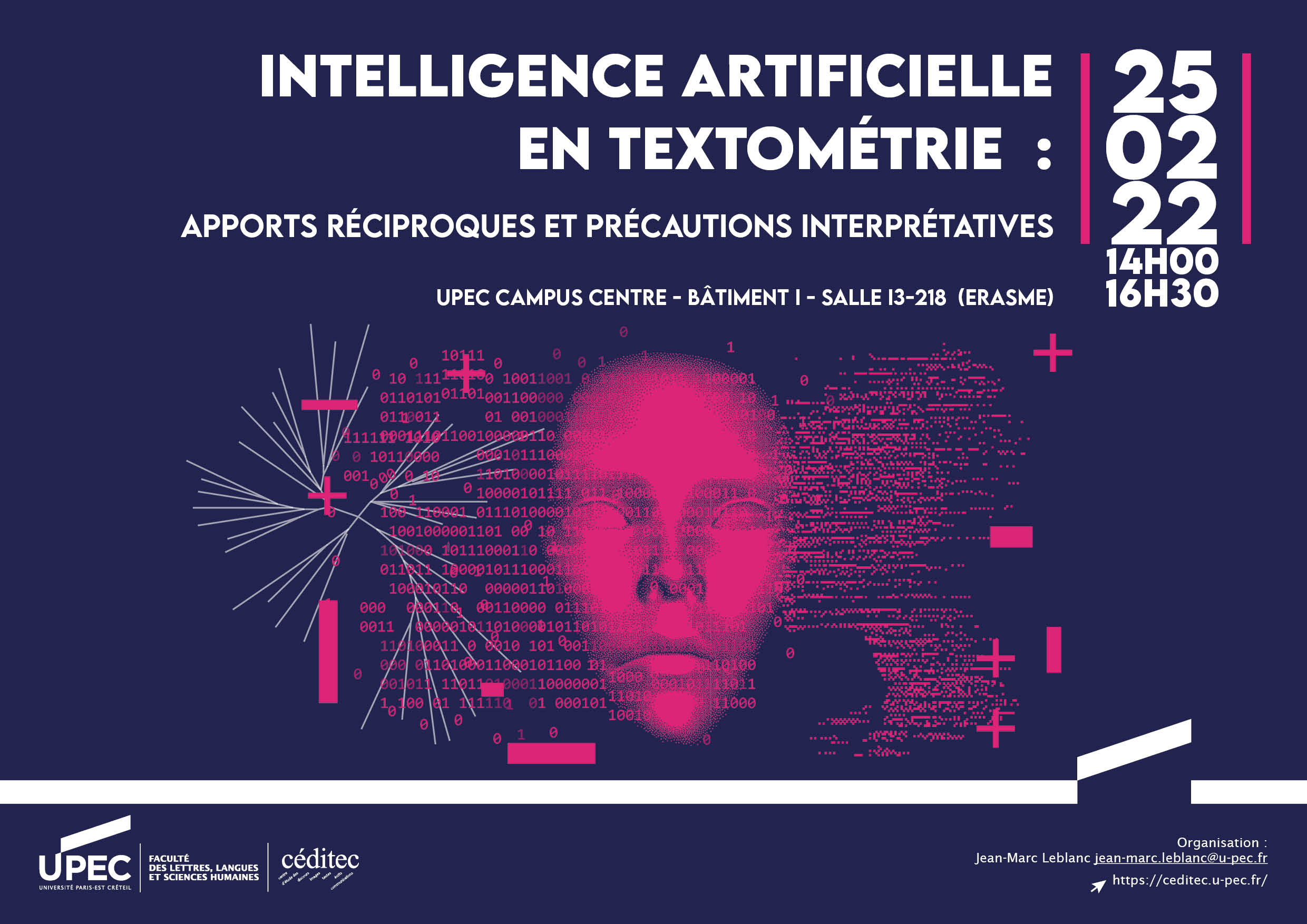 Affiche séminaire "Intelligence artificielle en textométrie"